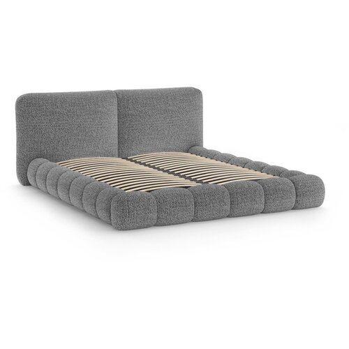 Micadoni Tamno sivi tapecirani bračni krevet s prostorom za odlaganje s podnicom 200x200 cm Solange &amp;ndash; Slike