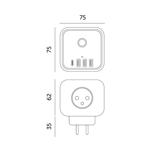  Razdelnik sa prekidačem LINEA, 3x230 V + 4x USB-A/USB-C, crni Slike