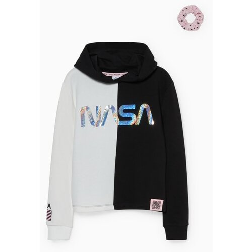 CA duks za devojčice nasa i gumica, sa kapuljačom, crno-beli Cene
