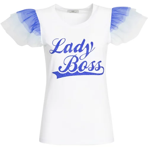 Influencer Majica 'Lady Boss' modra / bela