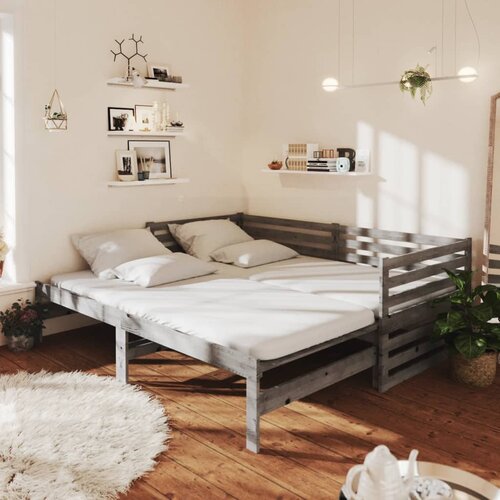  Dnevni ležaj na izvlačenje sivi od borovine 2 x (90 x 200) cm Cijene