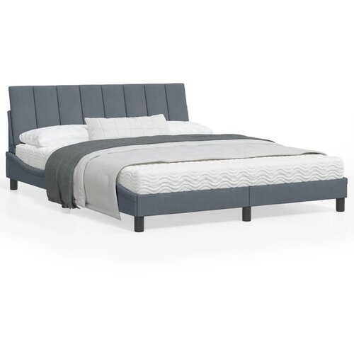 VidaXL Posteljni okvir z LED lučkami temno siv 160x200 cm žamet Slike
