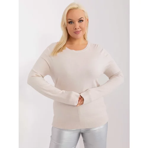Fashion Hunters Plus size light beige casual sweater with cuffs