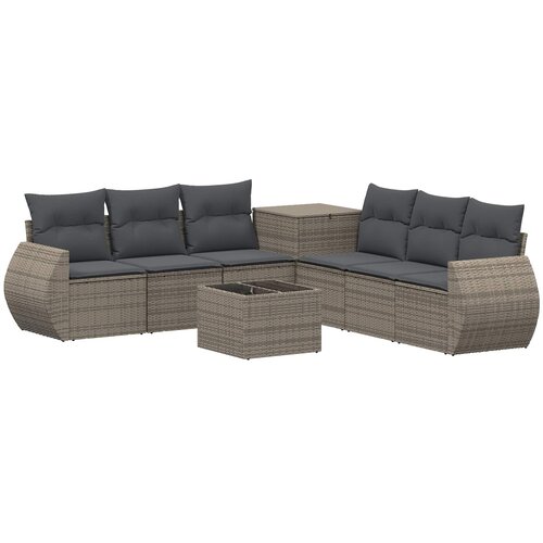  Set sofe 8 kom. Siva i tamno siva Poli Rattan i čelik Slike
