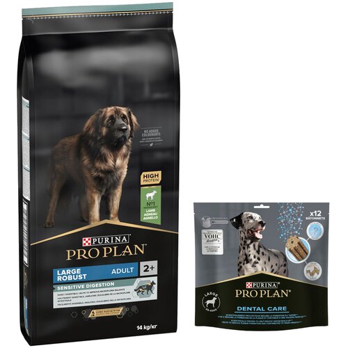  12 kg / 14 kg PURINA PRO PLAN + Dental Care grickalice gratis! - 14 kg Large Robust janjetina i riža Sensitive Digestion + 426 g Dental Care Large Dog Cene