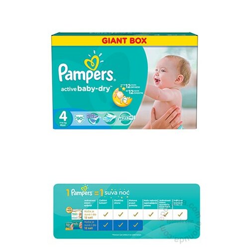 Pampers pelene Active Baby Dry 4 GPP (90) 4150 Slike