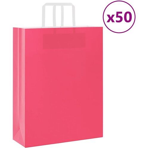 VidaXL Papirnate vrečke 50 kosov z ročaji roza 32x12x42 cm Slike