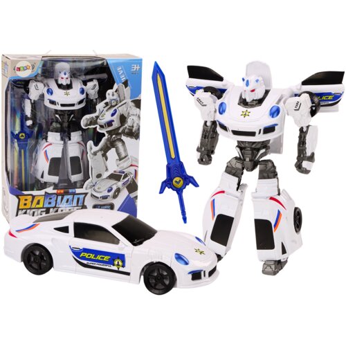 Lean_Toys Robotski avto Police Bela 2v1 Transformacija Cene