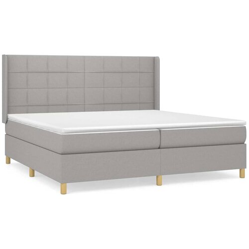  Krevet s oprugama i madracem svjetlosivi 200 x 200cm od tkanine Slike