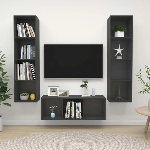 TV Komplet TV omaric 3-delni siva iverna plošča
