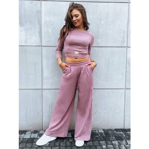DStreet Women's set of wide trousers and crop top with long sleeves ASTRAL ALLURE purple Slike