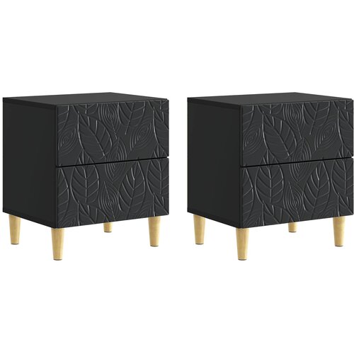  Noćni ormarić 2 pcs Crna 43 x 34,5 x 48 cm Konstruirano drvo Slike