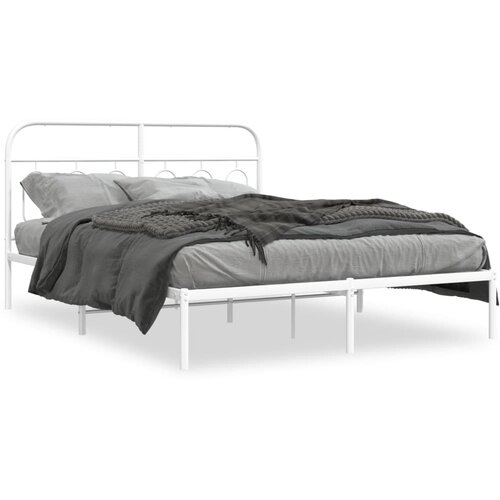 vidaXL Metalni okvir za krevet s uzglavljem bijeli 140 x 190 cm Cijene