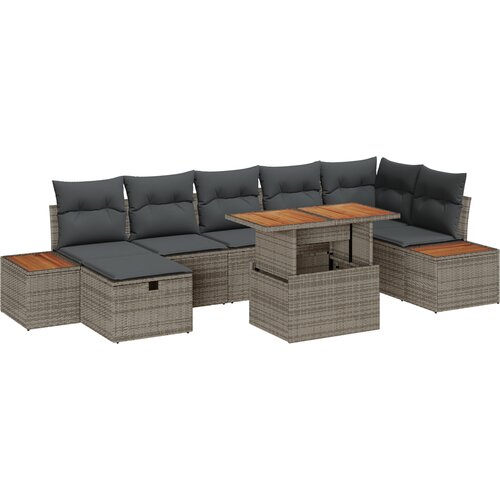 VidaXL 8-dijelni vrtni set sofa s jastučićima sivi poli ratan akacija Slike
