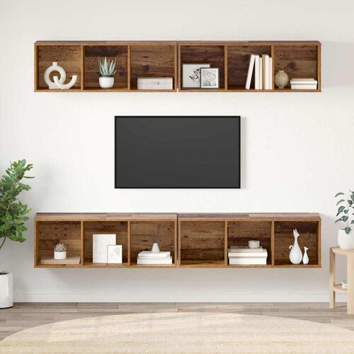  Set TV komoda Zidne 4 pcs Staro drvo 37 x 37 x 107 cm Slike