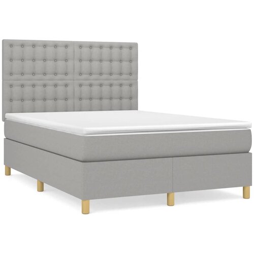  Box spring postelja z vzmetnico svetlo siva 140x200 cm blago Cene