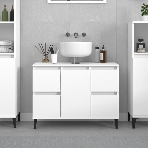 Ormarić za umivaonik bijeli 80 x 33 x 60 cm konstruirano drvo Slike
