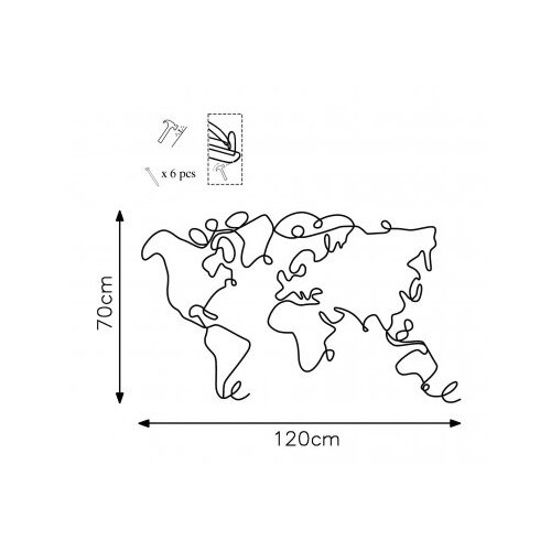 Wallity Metalni Ukras Za Zid World Map 2 Slike