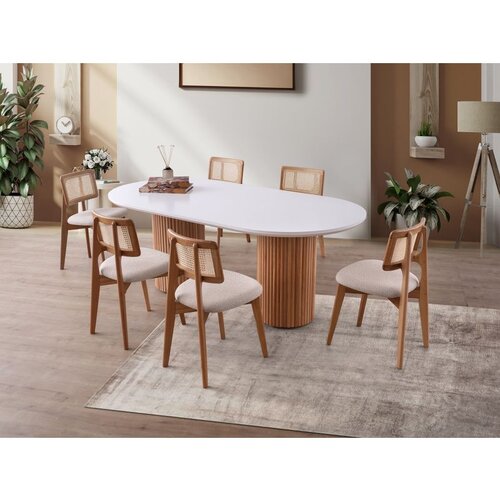 Hanah home Lıne - 933 WhiteWalnut Dining Table Cene