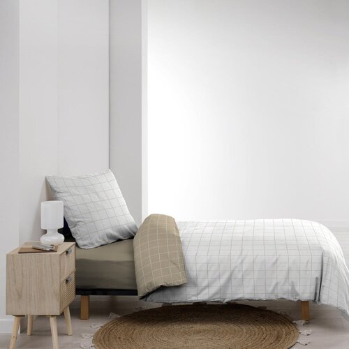 Douceur d int&amp;eacute;rieur Bijela/bež pamučna posteljina za krevet za jednu osobu 140x200 cm Cadria &amp;ndash; Slike