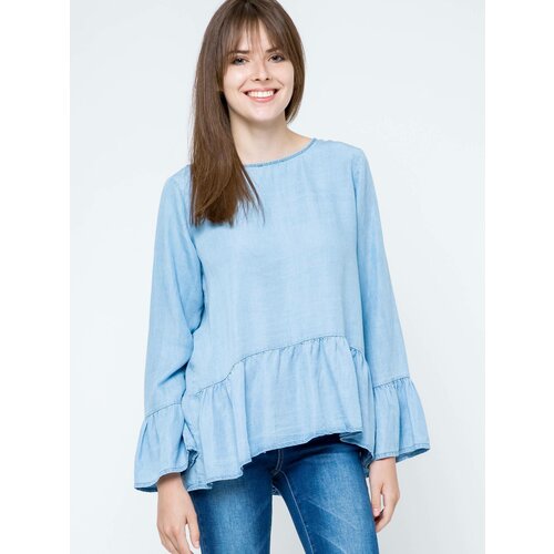 Euphory Blouse Euphora a'la jeans fastened with buttons at the back blue Slike