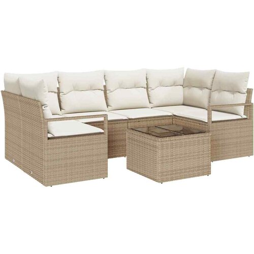  Sjedeća garnitura za vrt 7 kom. 6-Broj sjedala Bež i krema 234 x 122 x 85 cm Slike