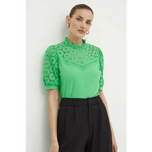 Morgan Pamučna bluza DULIE za žene, boja: zelena, bez uzorka, DULIE