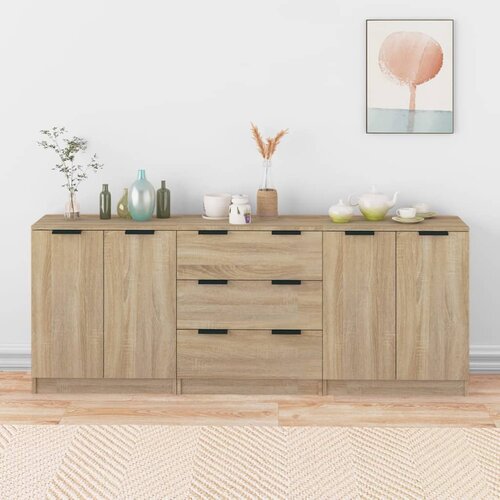 The Living Store 3-delna komoda sonoma hrast konstruiran les - Komoda, (21662102) Slike