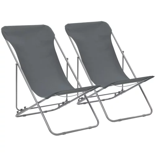  Sklopive stolice za plažu 2 kom čelik i tkanina Oxford sive