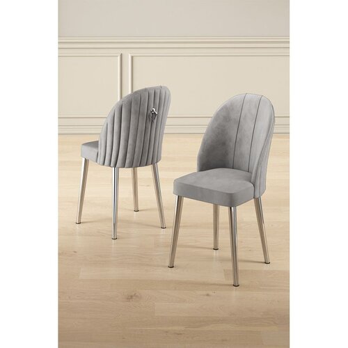 Hanah home set trpezarijskih stolica Mara 8 kom, siva tkanina Babyface, hromirane metalne noge Cene