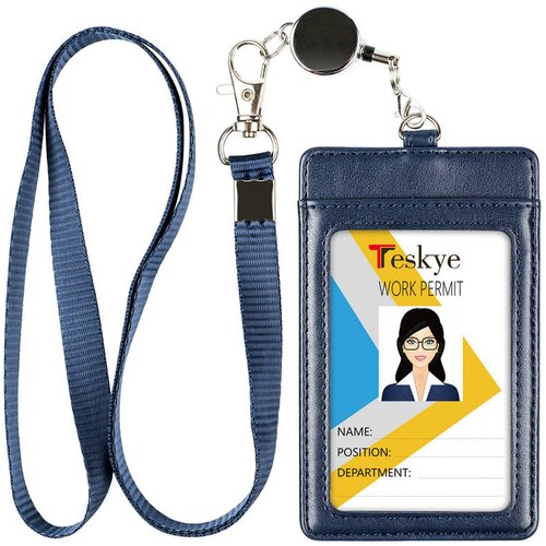 INF Držalo za kartico Vertikalno držalo za značko iz PU usnja Blue, (21535052) Cene
