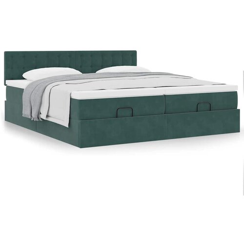 VidaXL Otomanski posteljni okvir z vzmetnicami zelen 180x200cm žamet Slike