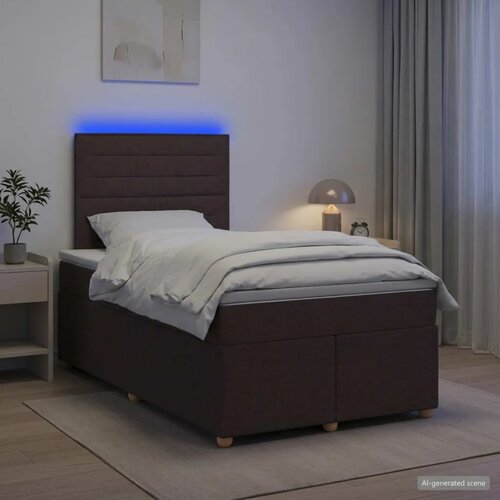  Boxspring krevet s madracem Tamno smeđa 120 x 200 cm Tkanina - Tamno smeđa 120 x 200 cm Dizajn linija Slike