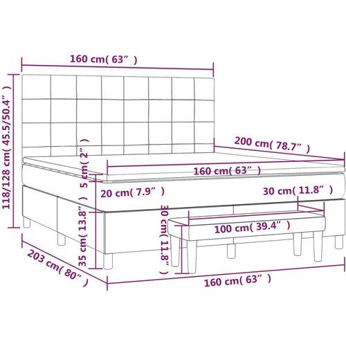 s oprugama i madracem tamnosivi 160x200 cm bar&amp;scaron;unasti Slike