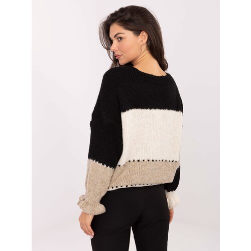 RUE PARIS Sweater-MI-SW-0903.87-black-beige Slike
