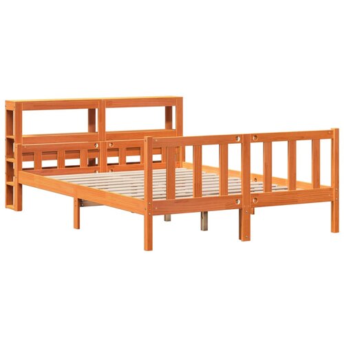 VidaXL Posteljni okvir z vzglavjem vo&amp;scaron;čeno rjava 150x200 cm borovina, (21292202) Slike