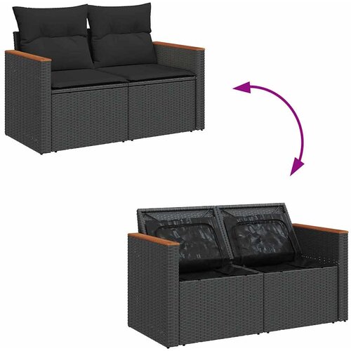  6-dijelni set vrtnih sofa s jastucima crni od poliratana bagrem Slike