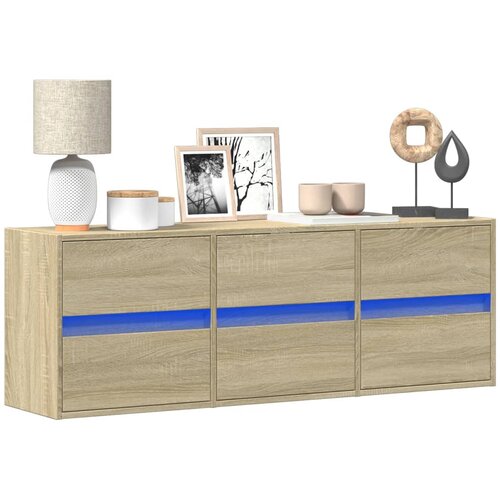vidaXL Stenska TV omarica z LED lučkami sonoma hrast 130x31x45 cm Cene