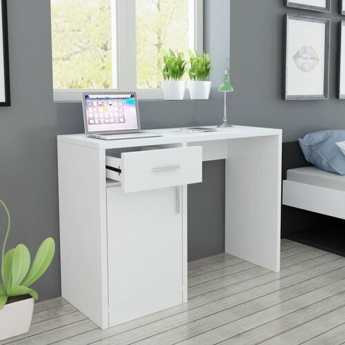vidaXL Miza s Predalom in Omarico Bela 100x40x73 cm Cene
