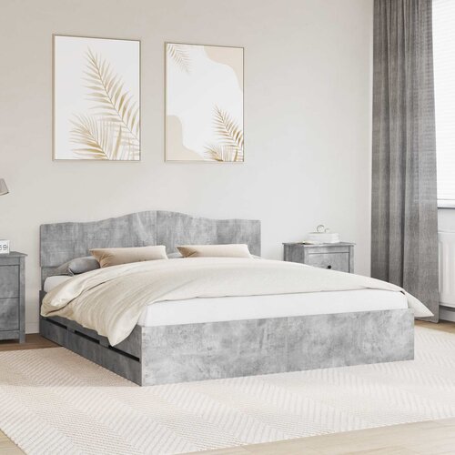  Krevetna konstrukcija s ladicama Betonski sivi 200 x 200 cm Siva 206 x 203 x 90 cm Cene