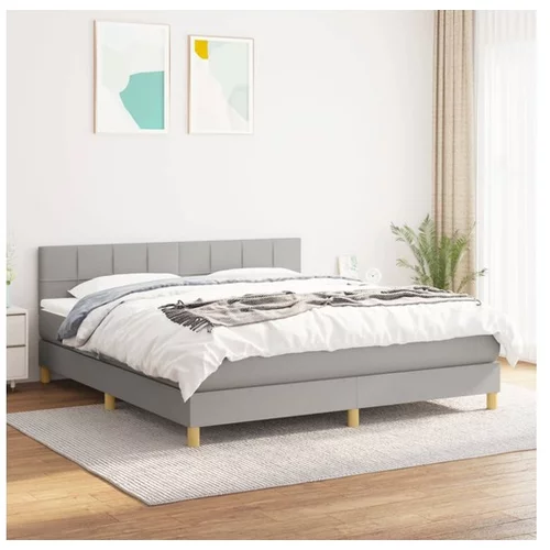  Box spring postelja z vzmetnico svetlo siva 160x200 cm žamet