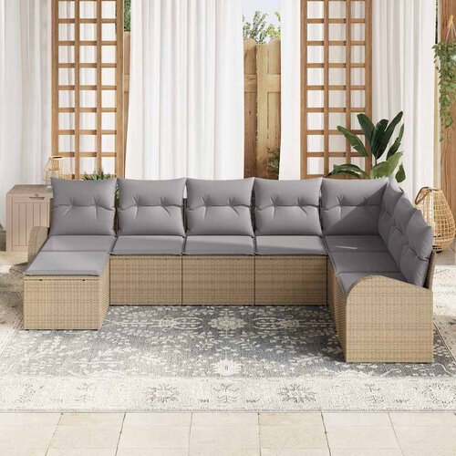  Set sofe 8 kom. Bež i svijetlo siva poliratan 289 x 179 x 85 cm Slike