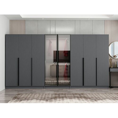 Hanah home ormar sa reflektujućim staklom Nisa 20601, 360 cm, antracit Slike