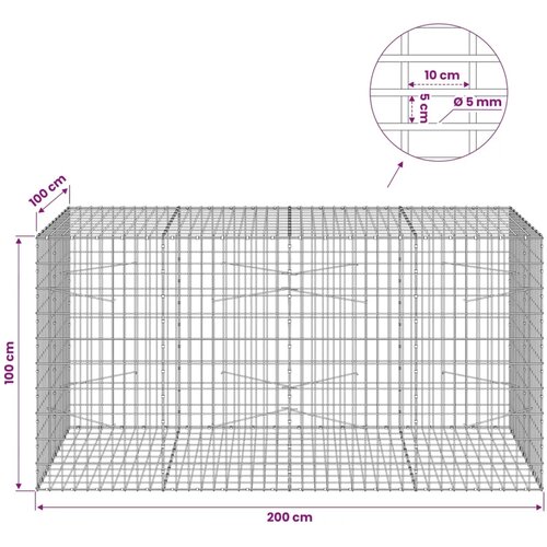  Gabion s žicom debljine 5 mm i mrežom 5x10 cm 200x100x100 cm - 100 cm 100 cm 200 cm Slike