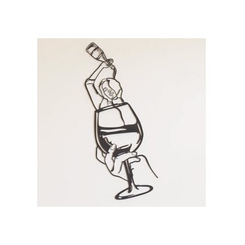 WALLXPERT dekorativni metalni zidni pribor glass of wine girl line art APT749 l Cene