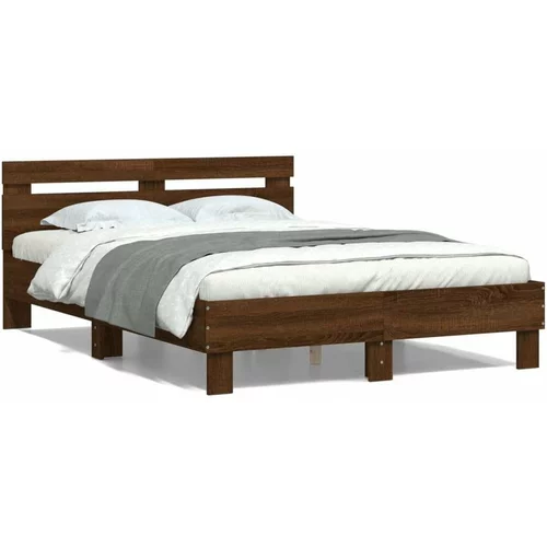  Okvir za krevet s uzglavljem smeđa boja hrasta 120x200cm drveni