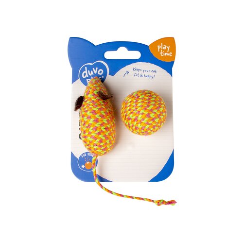 Duvo set igračaka za mačke Jolly miš + loptica, Narandžasti Cene