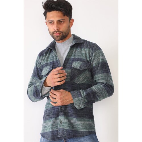 Dewberry G697 MEN'S SHIRT-GREEN-NAVY BLUE Cene