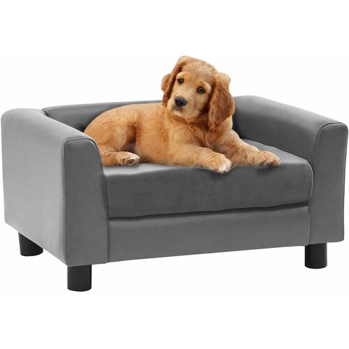 SOFA za pse siva 60 x 43 x 30 cm od pli&amp;scaron;a i umjetne kože Slike