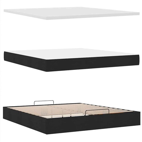 VidaXL Okvir kreveta s madracima crni 160x200cm bar&amp;scaron;unasti Slike